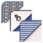 Luvable Friends&reg; 3-Pack Penguin Hooded Towel Set in Blue