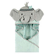 Little Treasures Tribal Elephant Hooded Towel in Blue/Teal