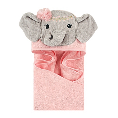 Little Treasures Blossom Elephant Hooded Towel in Pink/Grey. View a larger version of this product image.