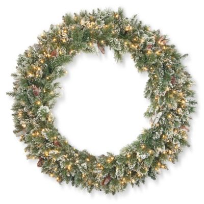 National Tree Company 48-Inch Pre-Lit Glittery Bristle Pine Wreath with Clear Lights