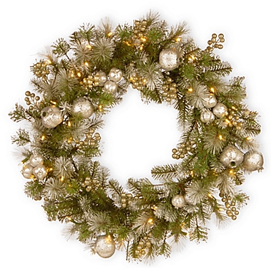National Tree Company Pre-Lit Glittery Pomegranate Pine Wreath. View a larger version of this product image.