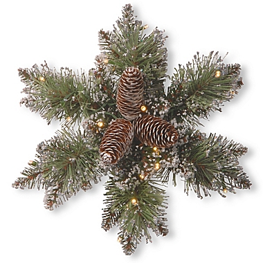 National Tree Company 14-Inch Pre-Lit Glittery Bristle Pine Snowflake w/ LED Lights. View a larger version of this product image.