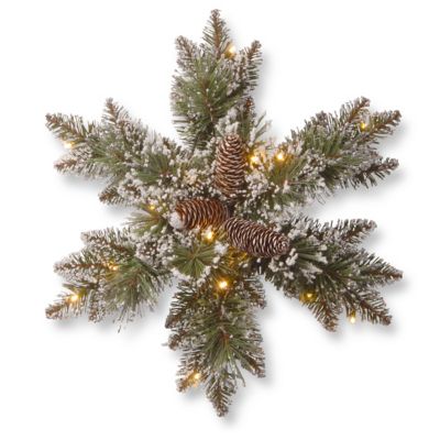 National Tree Company Pre-Lit Glittery Bristle Pine Snowflake w/ LED Lights