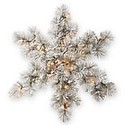 National Tree Company&reg; 32-Inch Snowy Bristle Snowflake with White LED Lights