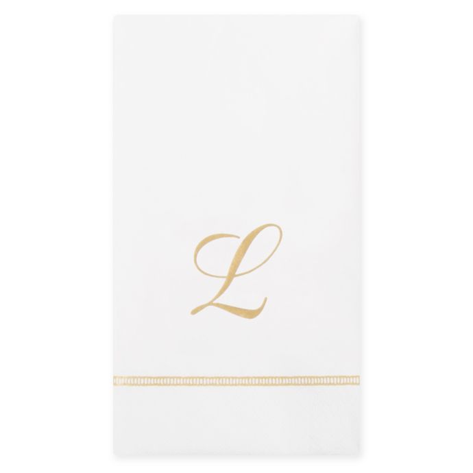 Caspari 20 Count Gold Initial Monogram Letter Paper Guest Towel Napkin Bed Bath Beyond