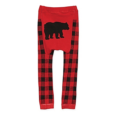 Doodle Pants&reg; Small Bear Flannel Leggings in Red/Black. View a larger version of this product image.