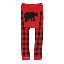 Doodle Pants® Small Bear Flannel Leggings in Red/Black