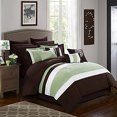 Chic Home Seigel 16-Piece Queen Comforter Set in Brown. View a larger version of this product image.