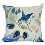 E by Design Windy Bloom Floral Print Square Throw Pillow in Navy
