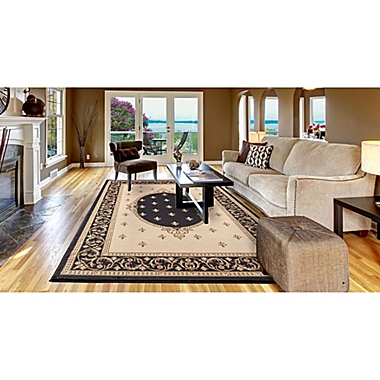 Jewel Collection Medallion 7-Foot 10-Inch x 9-Foot 10-Inch Area Rug in Black. View a larger version of this product image.