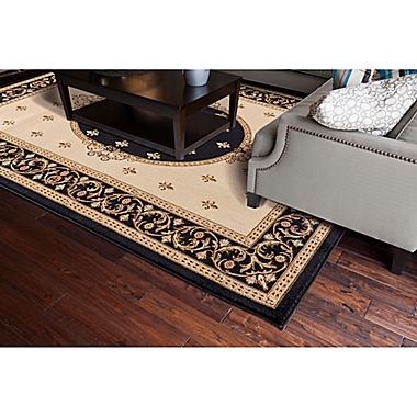 Jewel Collection Medallion 7-Foot 10-Inch x 9-Foot 10-Inch Area Rug in Black. View a larger version of this product image.