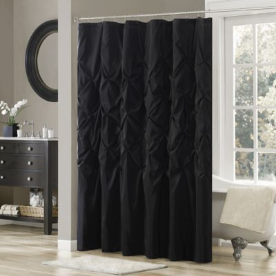 Madison Park Laurel 72-Inch x 72-Inch Tufted Semi-Sheer Shower Curtain in Black