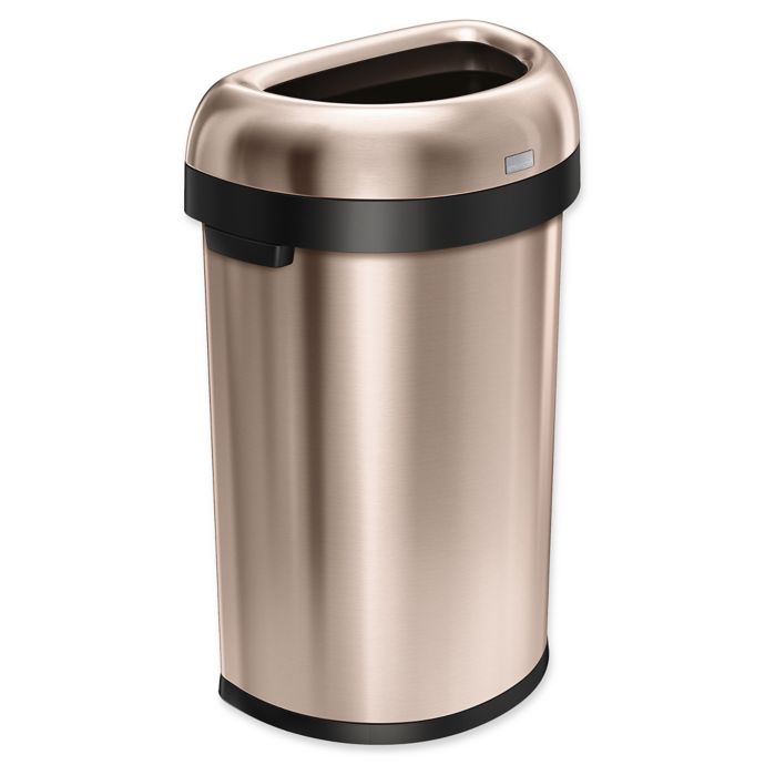 simplehuman® Brushed Stainless Steel SemiRound 60Liter Open Trash Can Bed Bath and Beyond Canada