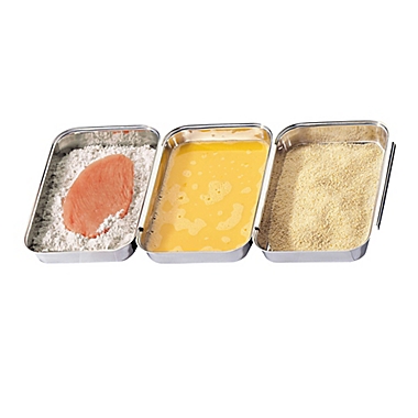 HULISEN 3 Pieces Breading Set Fish, Food Prep Trays Oven Safe Coating Trays Can Be Used to Baking Cake Chicken Stainless Steel Breading Pans for Marinating Meat 