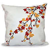 Maple Hues Flower Print Square Throw Pillow in Orange