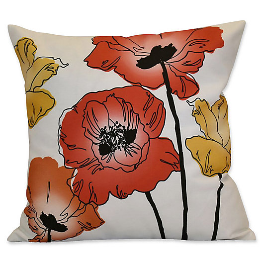 Alternate image 1 for Poppies Floral Print Square Throw Pillow