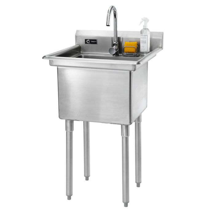 Trinity Tsl 0301 Stainless Steel Utility Sink With Drain And Faucet