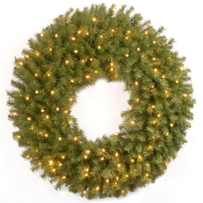 National Tree Company 30-Inch Pre-Lit Norwood Fir Wreath with Battery Operated Warm White LED Lights