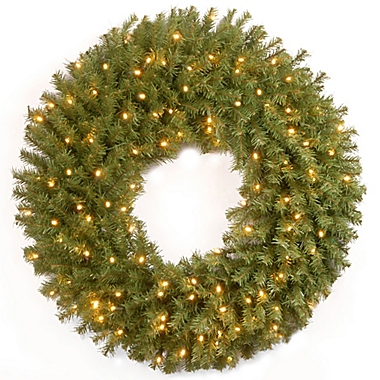 National Tree Company 30-Inch Pre-Lit Norwood Fir Wreath with Battery Operated Warm White LED Lights. View a larger version of this product image.