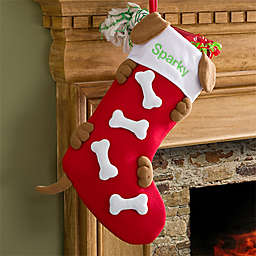 Love Them Bones Embroidered Dog Christmas Stocking
