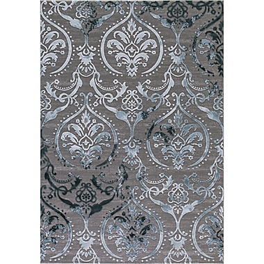 Thema Large Damask Rug in Teal/Grey. View a larger version of this product image.