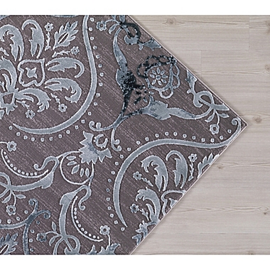 Thema Large Damask Rug in Teal/Grey. View a larger version of this product image.