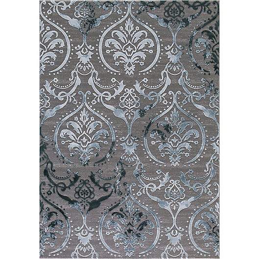 Thema Large Damask Rug In Teal Grey, Teal And White Rug