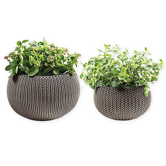 Alternate image 1 for Keter® Cozies Knit 2-Piece Round Resin Indoor/Outdoor Planter Set