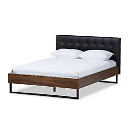 Baxton Studio Mitchell Leather Upholstered King Platform Bed in Black