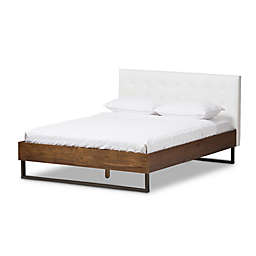 Baxton Studio Mitchell Leather Upholstered King Platform Bed in White