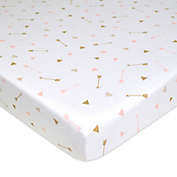 TL Care Arrow Print Jersey Knit Fitted Playard Sheet in Gold/Pink