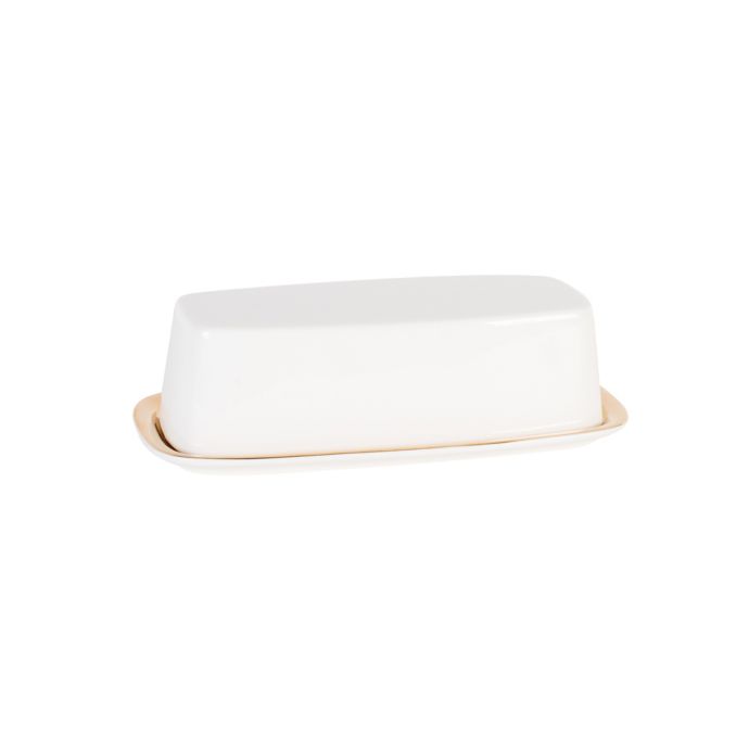 Nevaeh White® by Fitz and Floyd® Grand Rim Gold Covered Butter Dish