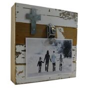 Sweet Bird &amp; Co. Accent Cross 8-Inch Square Reclaimed Wood Clip Frame
