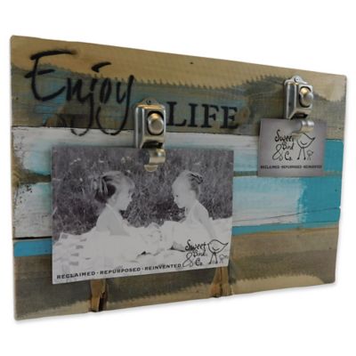 Sweet Bird &amp; Co. Enjoy Life 8-Inch x 12-Inch Reclaimed Wood Clip Frame