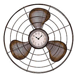 La Crosse Technology 16.5-Inch Antique Fan Clock in Distressed Brown