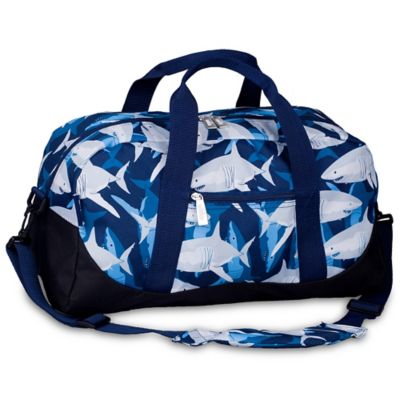 blue duffel bag