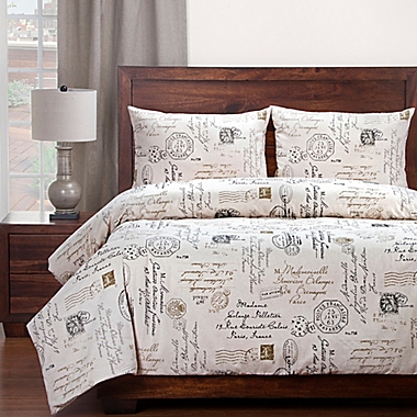 SIScovers&reg; Modern Farmhouse Postscript King Duvet Cover Set in Black/Off White. View a larger version of this product image.