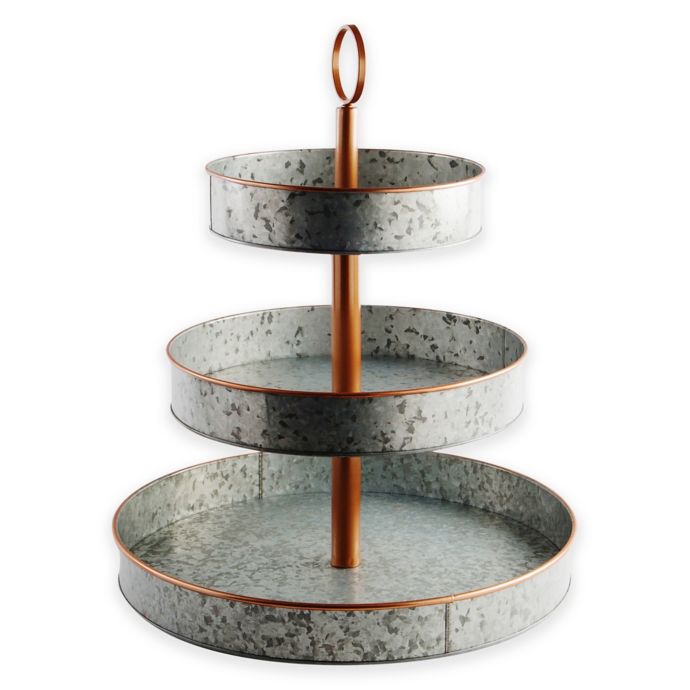 Heritage Home Galvanized Metal and Copper 3-Tier Serving ...