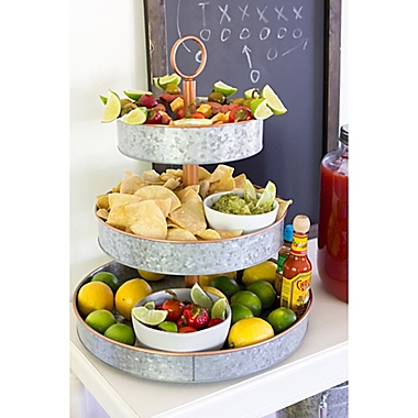 Heritage Home Galvanized Metal and Copper 3-Tier Serving Stand. View a larger version of this product image.