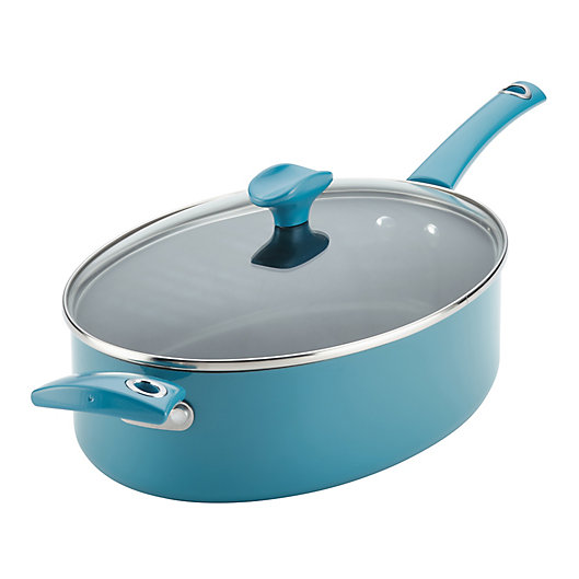 Alternate image 1 for Rachael Ray™ Cityscapes Nonstick 5 qt. Porcelain Enamel Covered Saute Pan in Turquoise