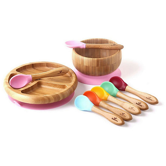 Blue Fork & Spoon. 3pc Bamboo Divider Bowl 