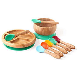 Avanchy Bamboo + Silicone Baby Bowl and Plate Set with Spoons