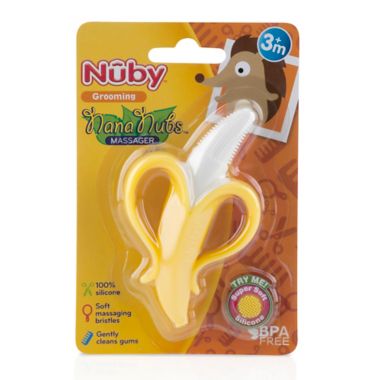 nuby&trade; Banana NanaNubs Gum Massager in Yellow/White. View a larger version of this product image.