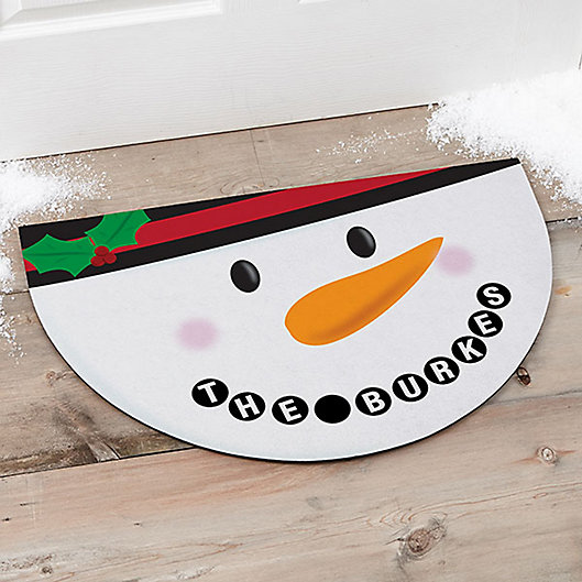 Alternate image 1 for Cheery Snowman Face Half Round Door Mat