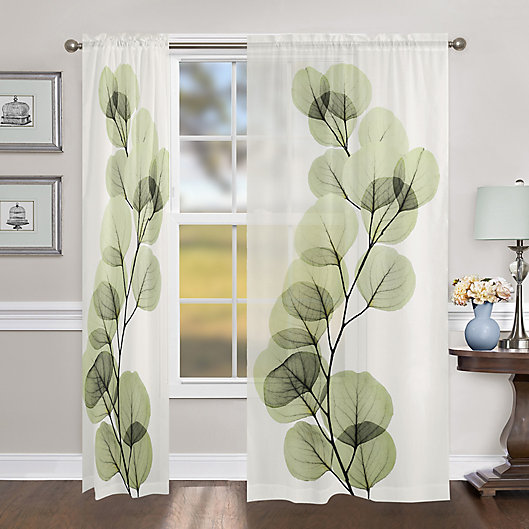 Alternate image 1 for Laural Home Eucalyptus X-Ray Rod Pocket Sheer Window Curtain Panel (Single)