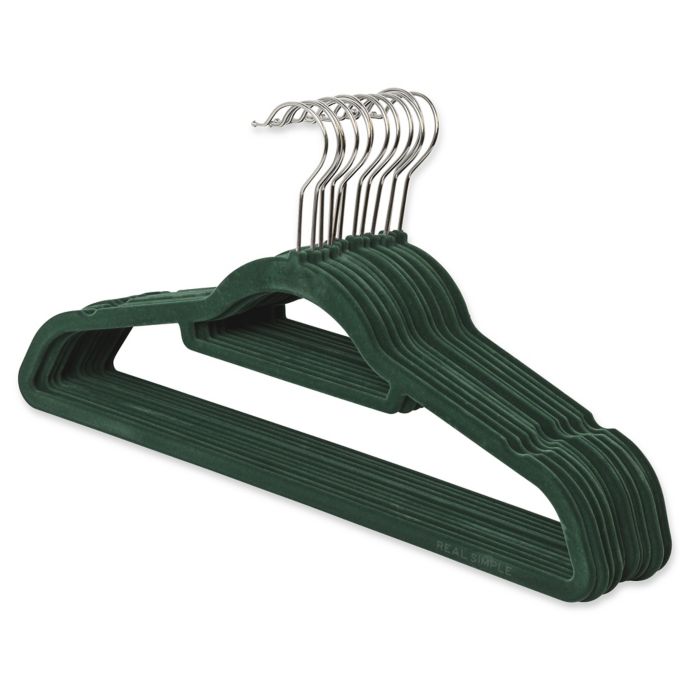 Real Simple® 12Count Flocked Suit Hangers with Chrome Hook Bed Bath
