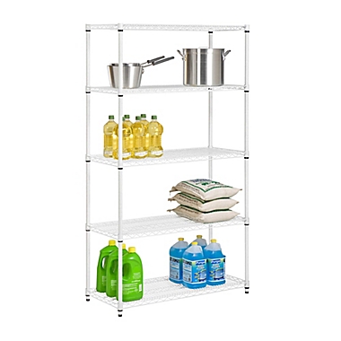 Honey-Can-Do&reg; 5-Tier Adjustable Storage Shelving Unit in White. View a larger version of this product image.