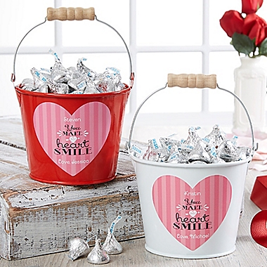 "You Make My Heart Smile" Mini Metal Bucket. View a larger version of this product image.