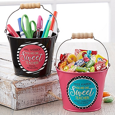 One Sweet Teacher Mini Metal Bucket. View a larger version of this product image.