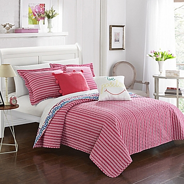 Chic Home Maiya 5-Piece Reversible Full Quilt Set in Fuchsia. View a larger version of this product image.